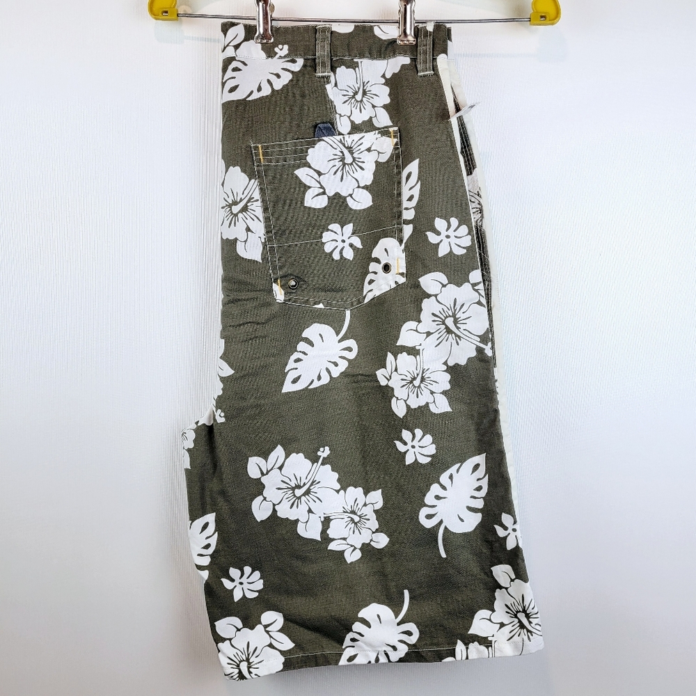 Arizona Jean Company Coastal Board Shorts Mens Size 38~Floral Hawaiian~Green~NWT - Picture 3 of 6
